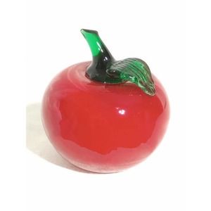 HAND blown Glass Apple Red green paperweight knowledge teacher